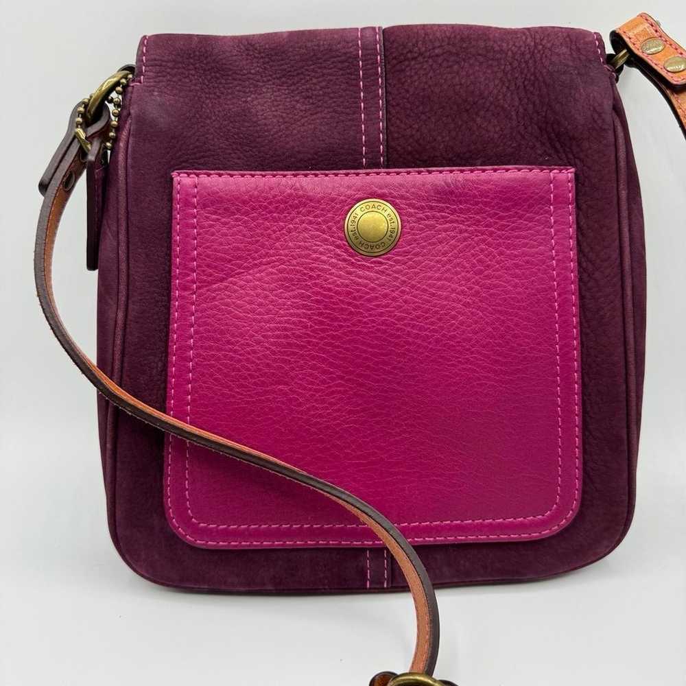 COACH BAG VINTAGE  DEEP PLUM  SUEDE NUBUC FLAP BA… - image 2