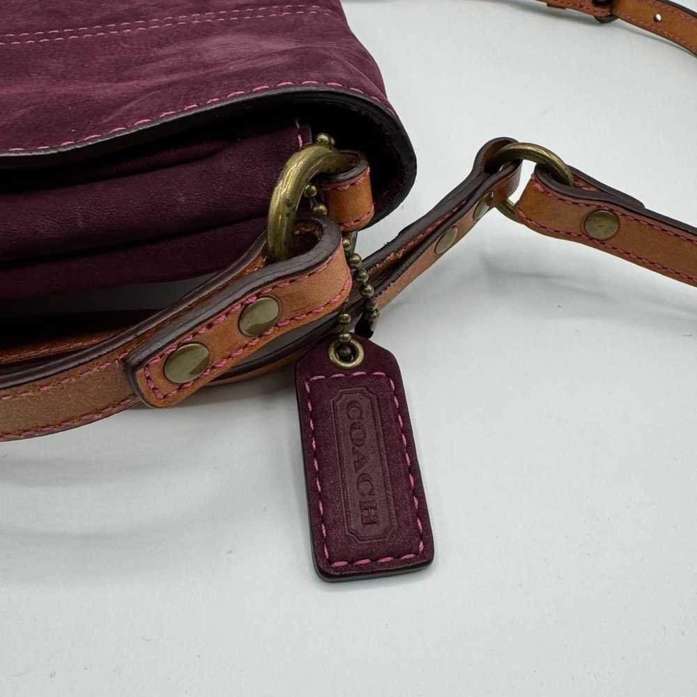 COACH BAG VINTAGE  DEEP PLUM  SUEDE NUBUC FLAP BA… - image 3