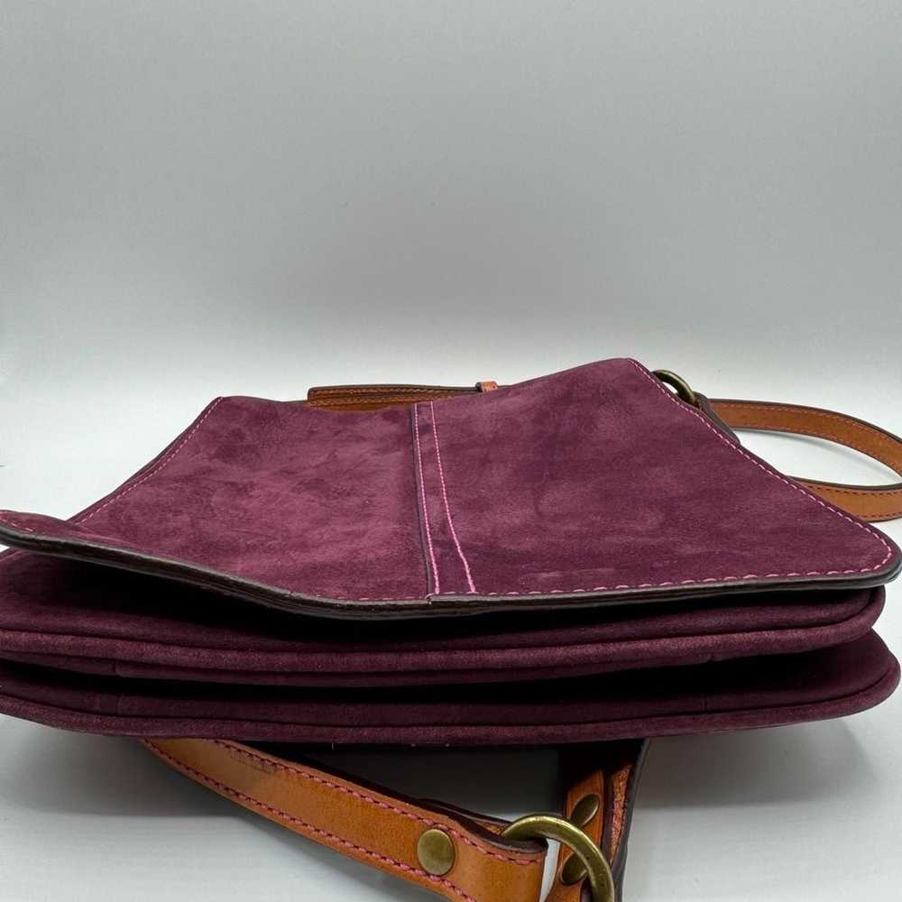 COACH BAG VINTAGE  DEEP PLUM  SUEDE NUBUC FLAP BA… - image 4