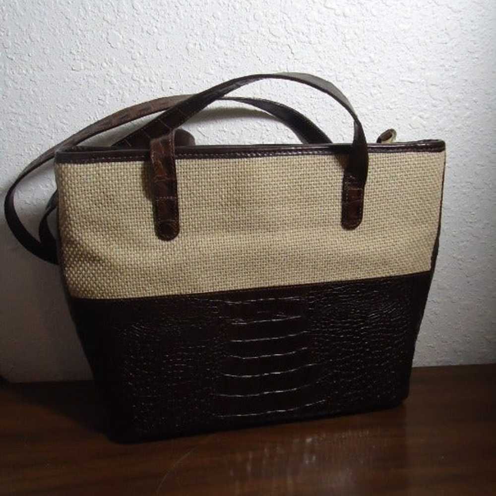 Brahmin Vintage Libby Tote Taupe Harbor Pecan Sho… - image 1