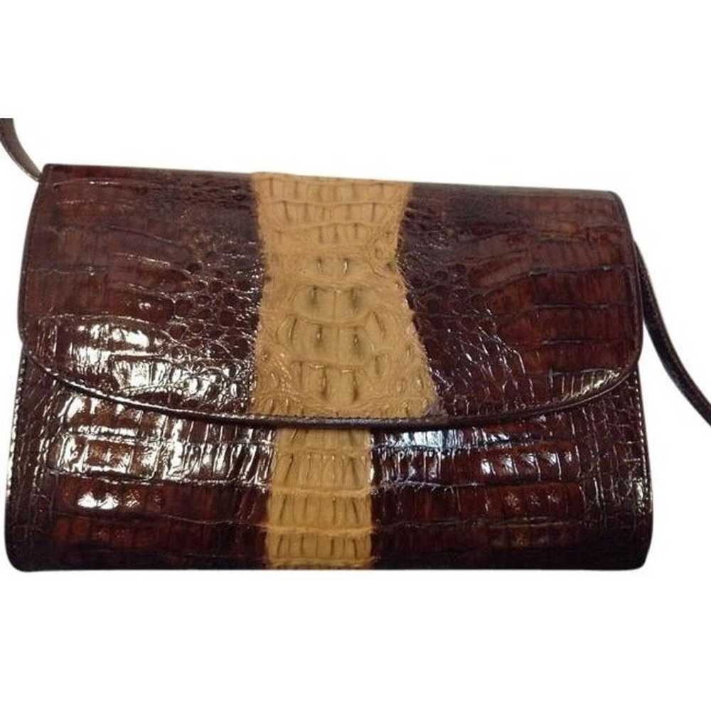 Vintage Genuine Skin Bag/clutch Brown Crocodile L… - image 1