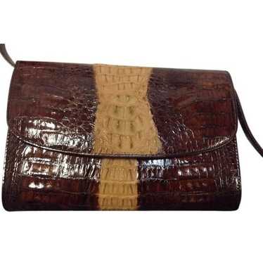 Vintage Genuine Skin Bag/clutch Brown Crocodile L… - image 1