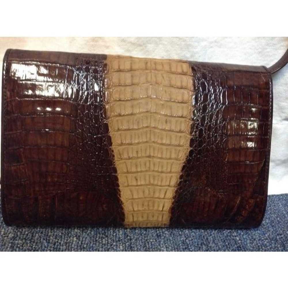 Vintage Genuine Skin Bag/clutch Brown Crocodile L… - image 2