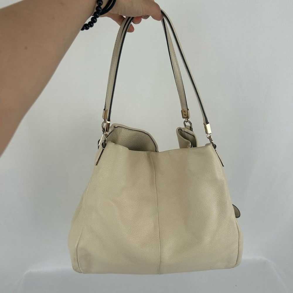 Coach Cream Pebbled Genuine Leather Large Tote Sh… - image 2