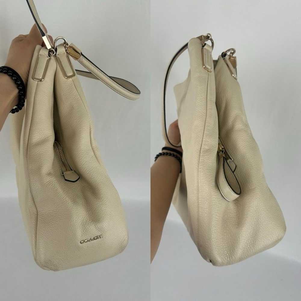 Coach Cream Pebbled Genuine Leather Large Tote Sh… - image 8