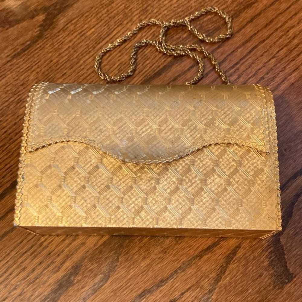 Rare Vintage Gold Gilted Shoulder Purse - image 3