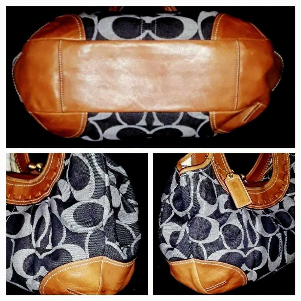 RARE denim Coach purse and Wallet set kisslock EX… - image 9