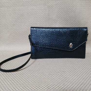 Vintage Black Leather Mock Croc Purse - image 1