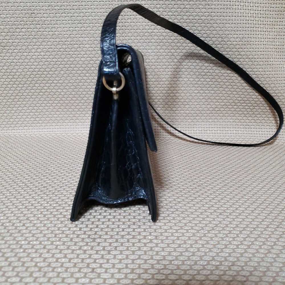 Vintage Black Leather Mock Croc Purse - image 4