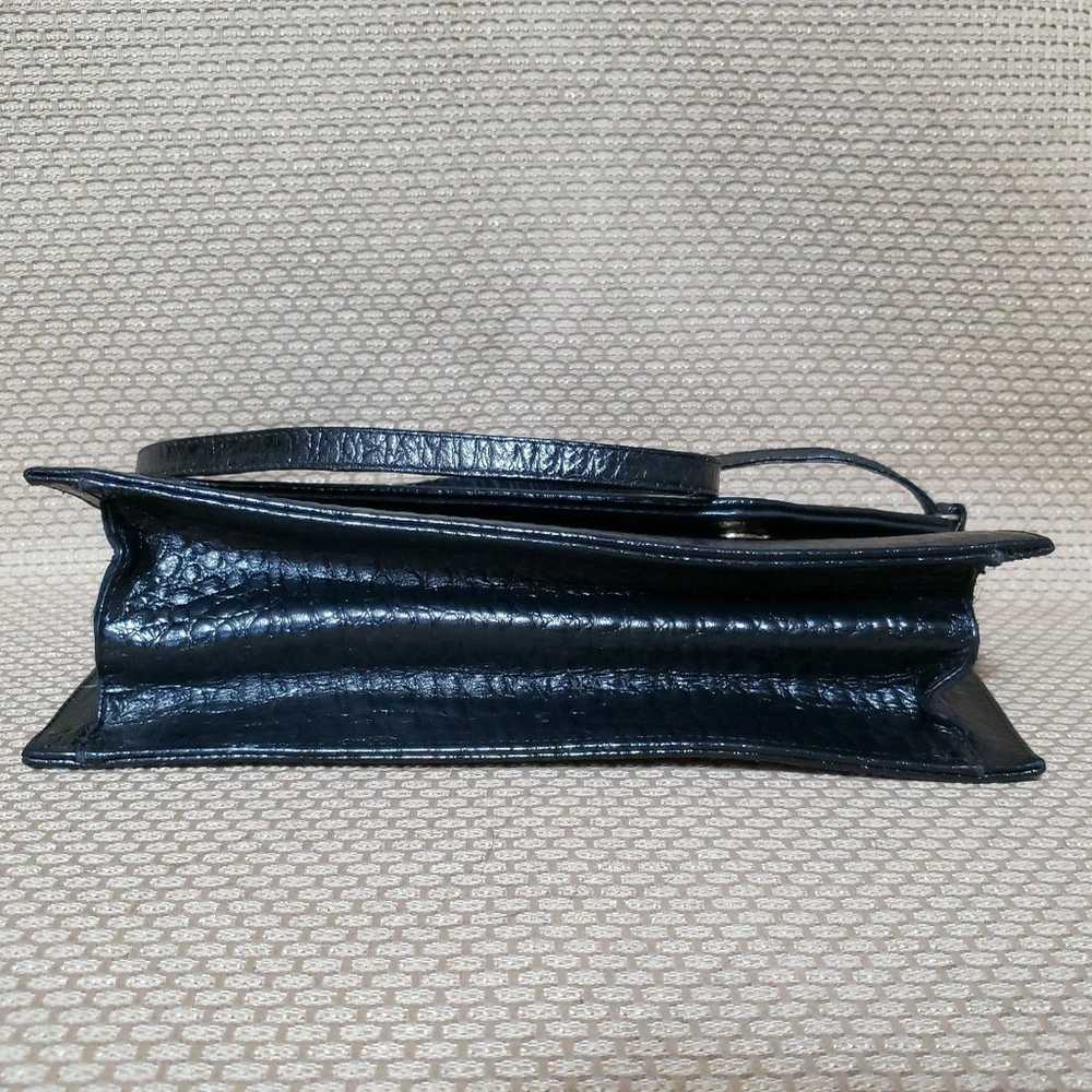 Vintage Black Leather Mock Croc Purse - image 5