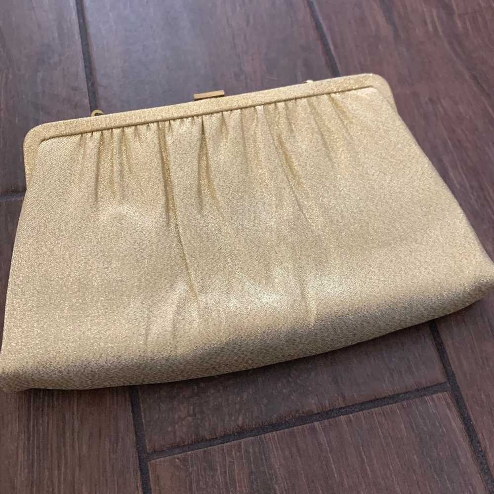 Vintage Gold Lame Evening Clutch by L & M After F… - image 5