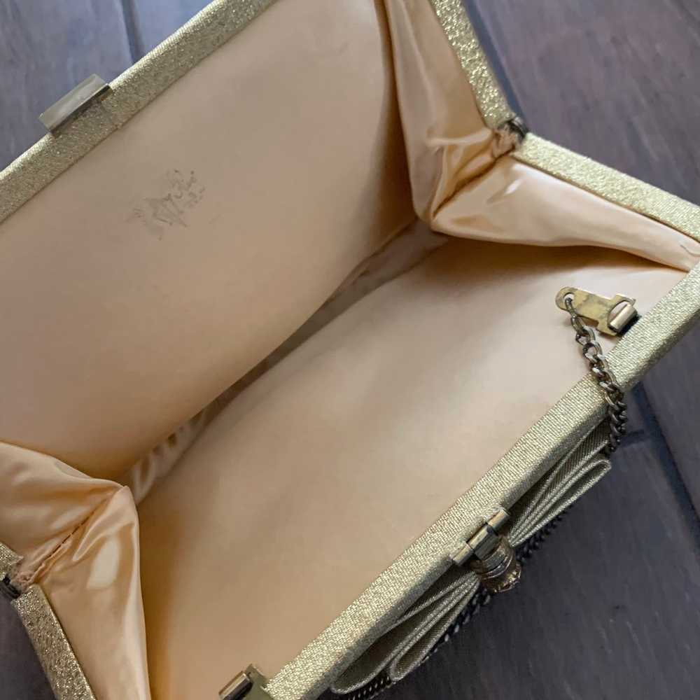 Vintage Gold Lame Evening Clutch by L & M After F… - image 8