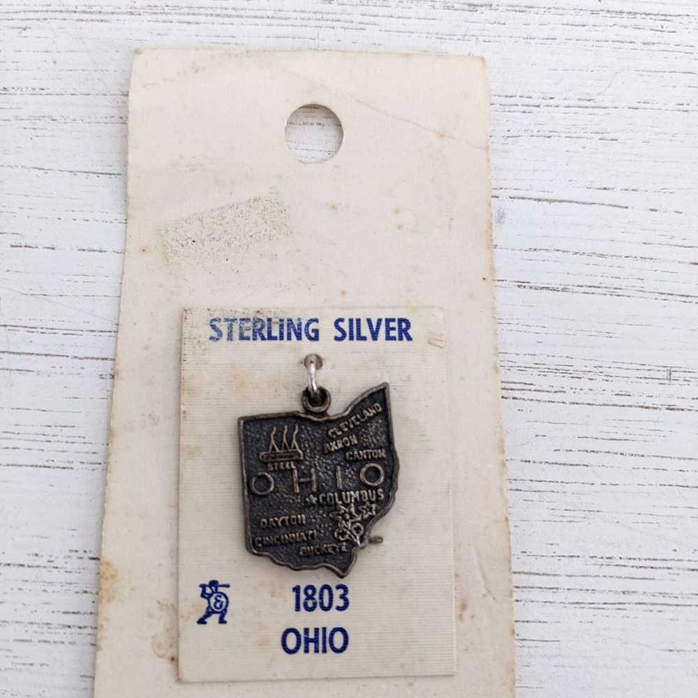 Vintage sterling silver 1803 Ohio pendant charm - image 1