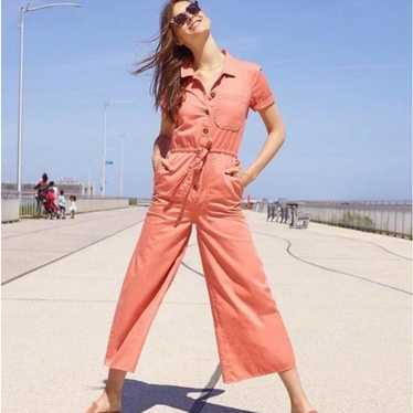 Madewell Wide Leg Utility Coral Pink Jumpsuit w C… - image 1