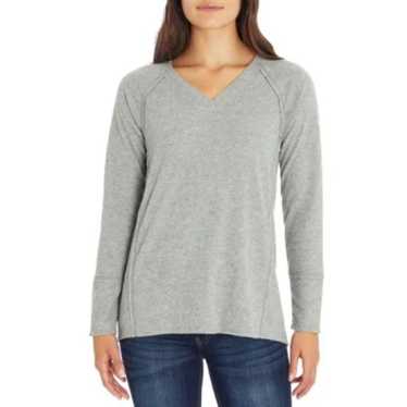 Wildfox Womens Top Haley Heather Grey Brushed V-N… - image 1