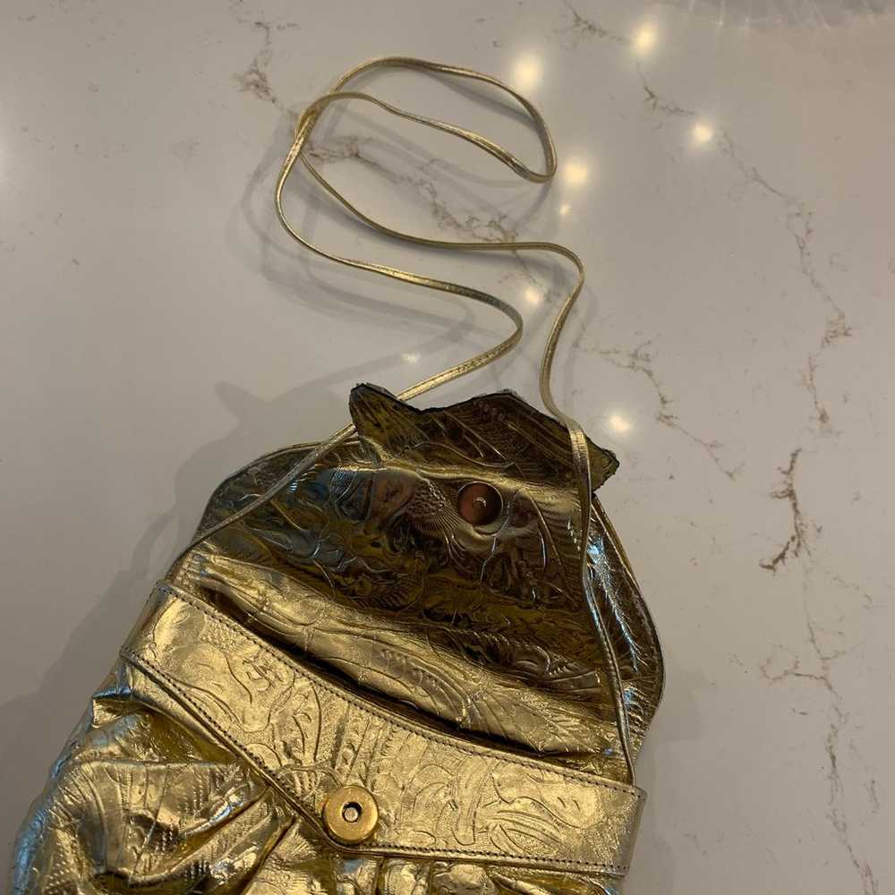 Vintage Gold Clutch / Shoulder bag with Silver & … - image 6