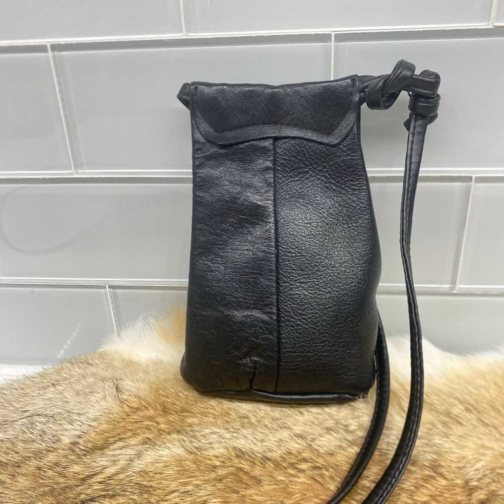 Vintage Black Leather Suede Mini Crossbody Coin/P… - image 5