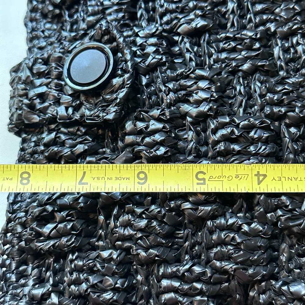 Vintage Crochet Cord Black Woven Strap Bag - image 9