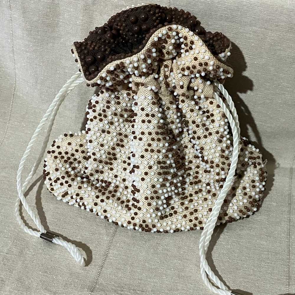 Vintage Emson Candy Dot Bead Drawstring Pouch Bag… - image 2