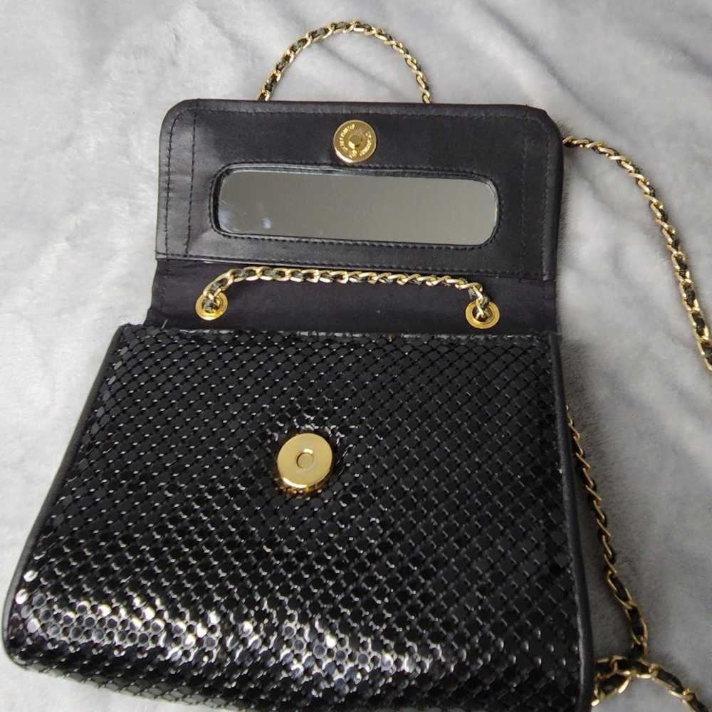 Vintage Whiting Davis Black Metal Mesh Small Cros… - image 4