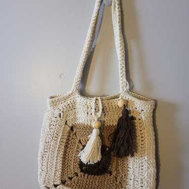 Handmade Crochet Macrame Shoulder Bag Crossbody V… - image 1