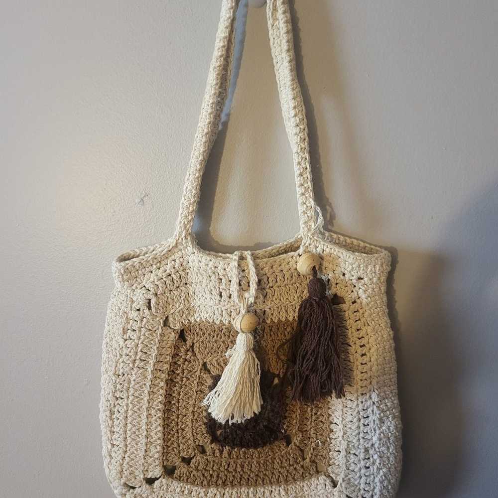 Handmade Crochet Macrame Shoulder Bag Crossbody V… - image 2