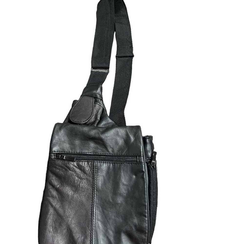 Vintage DB Design Crossbody Bag Black Geniune Lea… - image 2