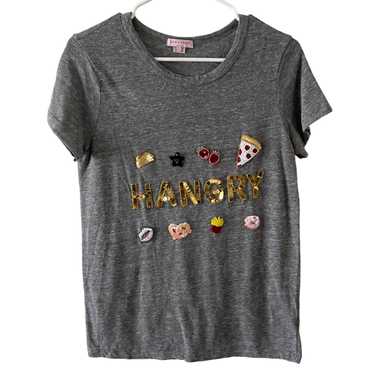 Bow & Drape Womens T-Shirt Large Sequined "Hangry"