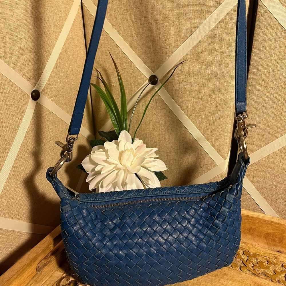 Hobo Woven Blue Leather Crossbody - image 1