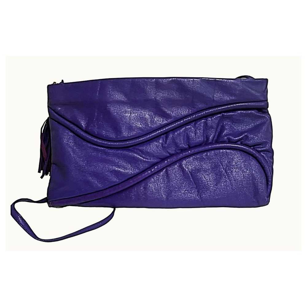 Vintage Purse 80s Purple Clutch Crossbody Faux Le… - image 5