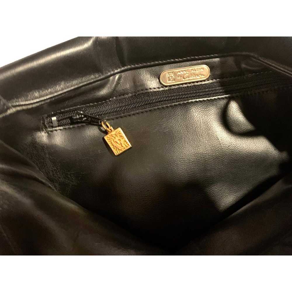 70s 80s Anne Klein Black Leather Shoulder Bag w L… - image 7