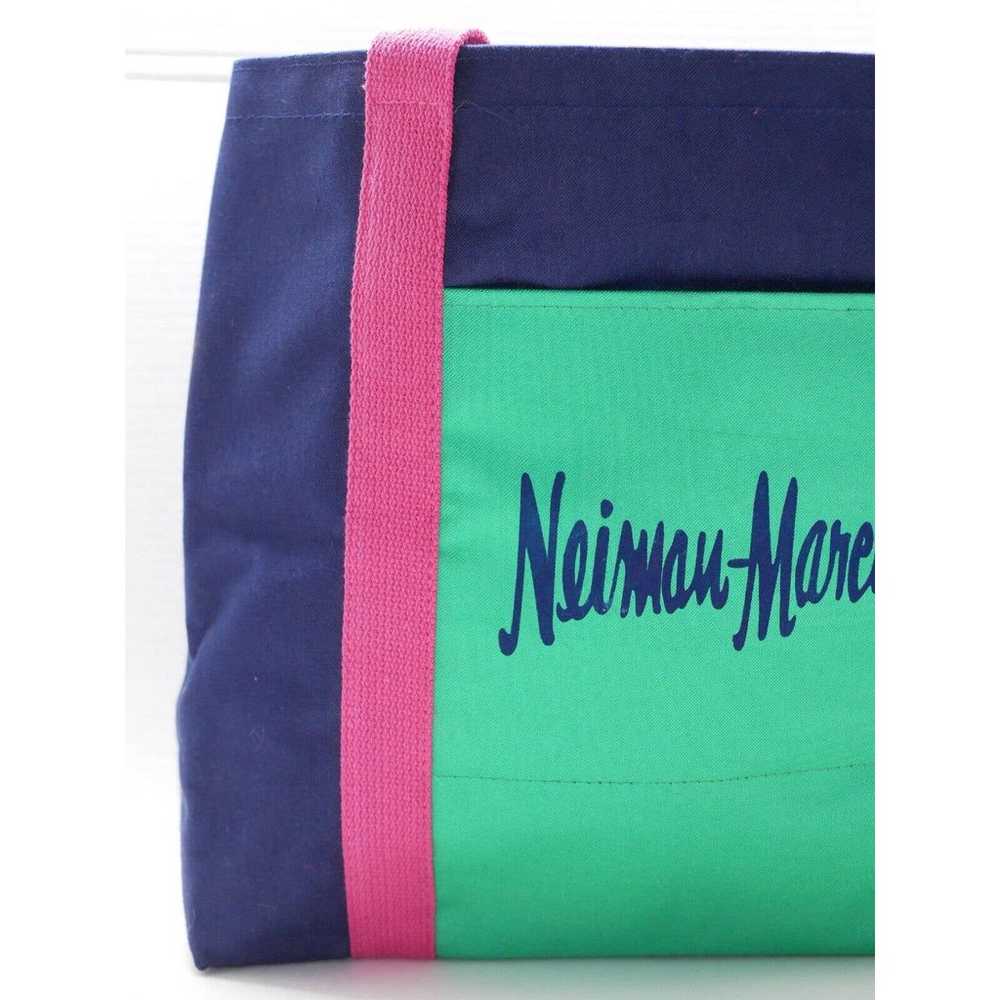 Vintage Neiman Marcus Tote Bag Blue Mint Pink Col… - image 3