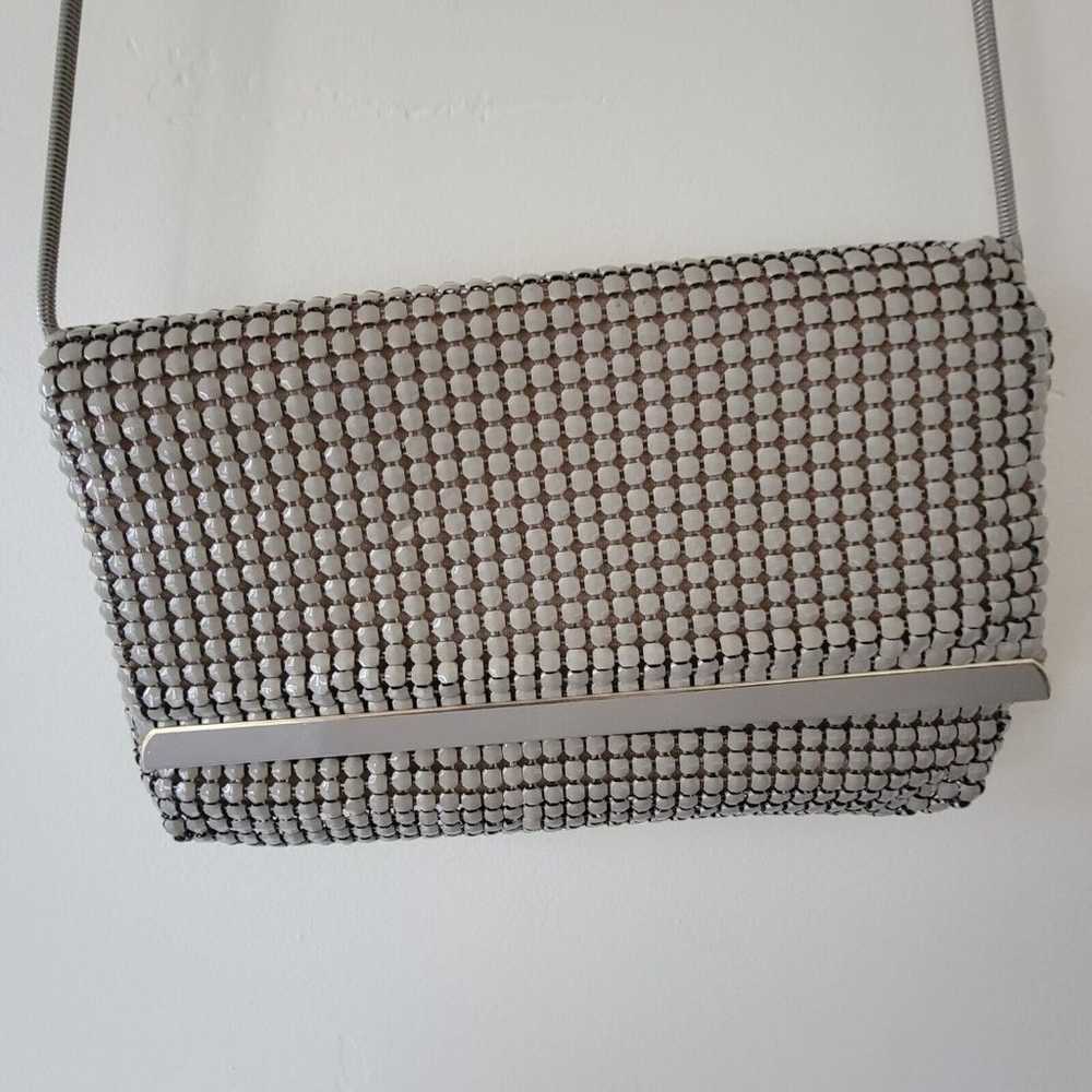 Vintage Mesh Purse Taupe Alumesh Handbag Clutch - image 5