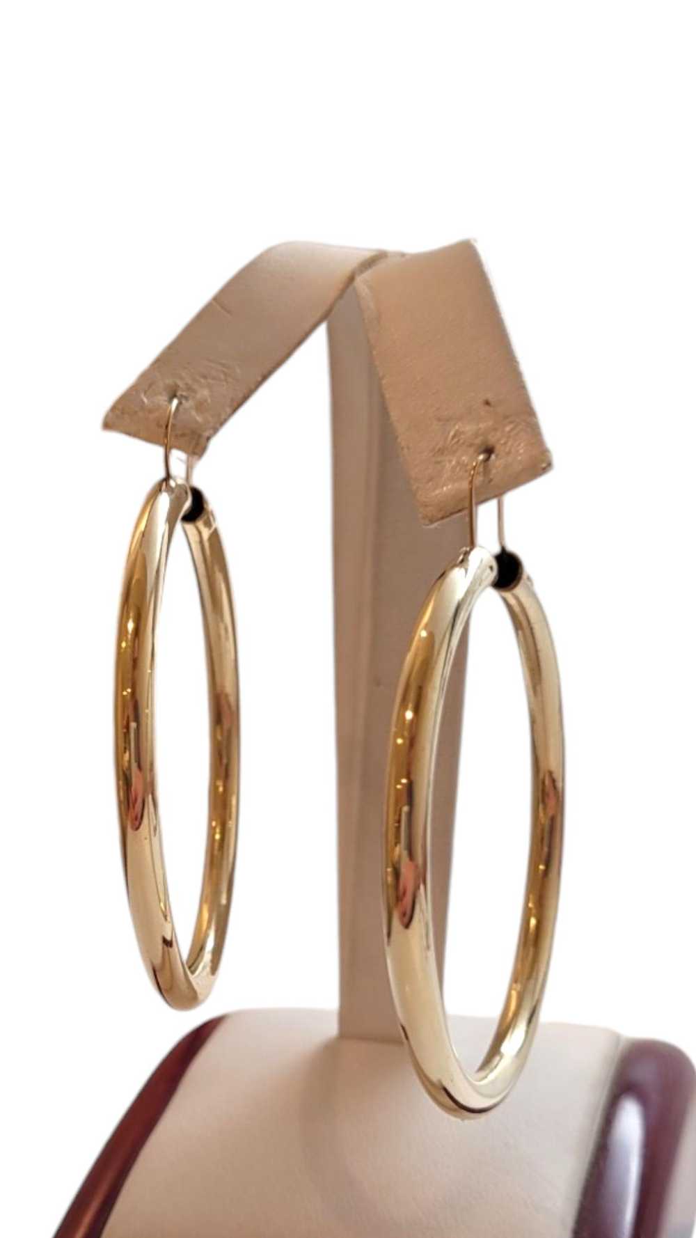 14K Yellow Gold Large Hoop Earrings #18280 - image 6