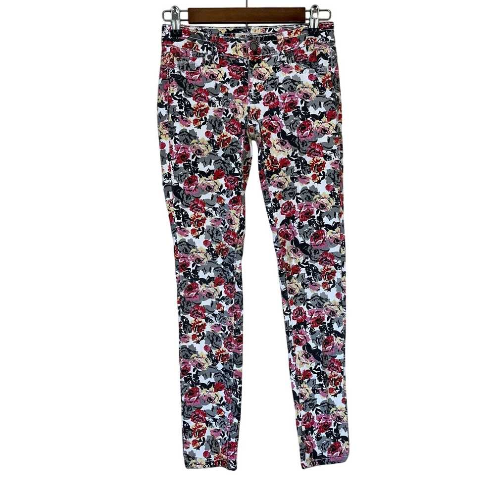 1st Kiss Juniors Sz 0 Skinny Jeans Colorful Flora… - image 1