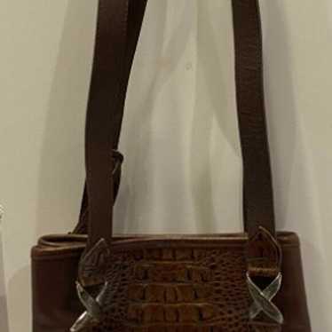 Vintage Brighton Brown Leather Croco Purse Handba… - image 1