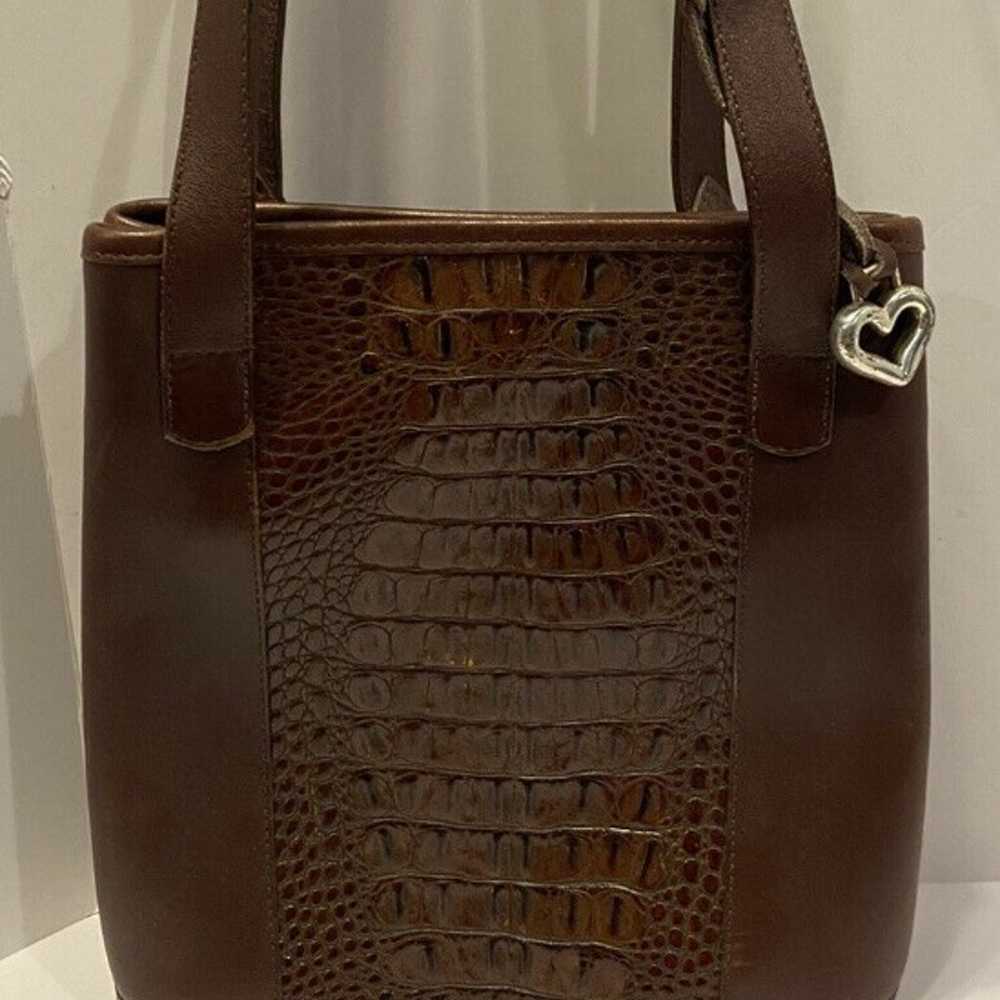 Vintage Brighton Brown Leather Croco Purse Handba… - image 2