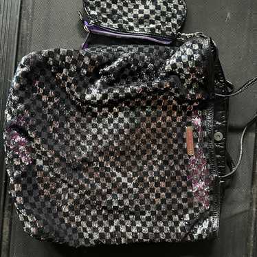 VINTAGE BETSEY JOHNSON SEQUIN CHECKERBOARD TOTE B… - image 1