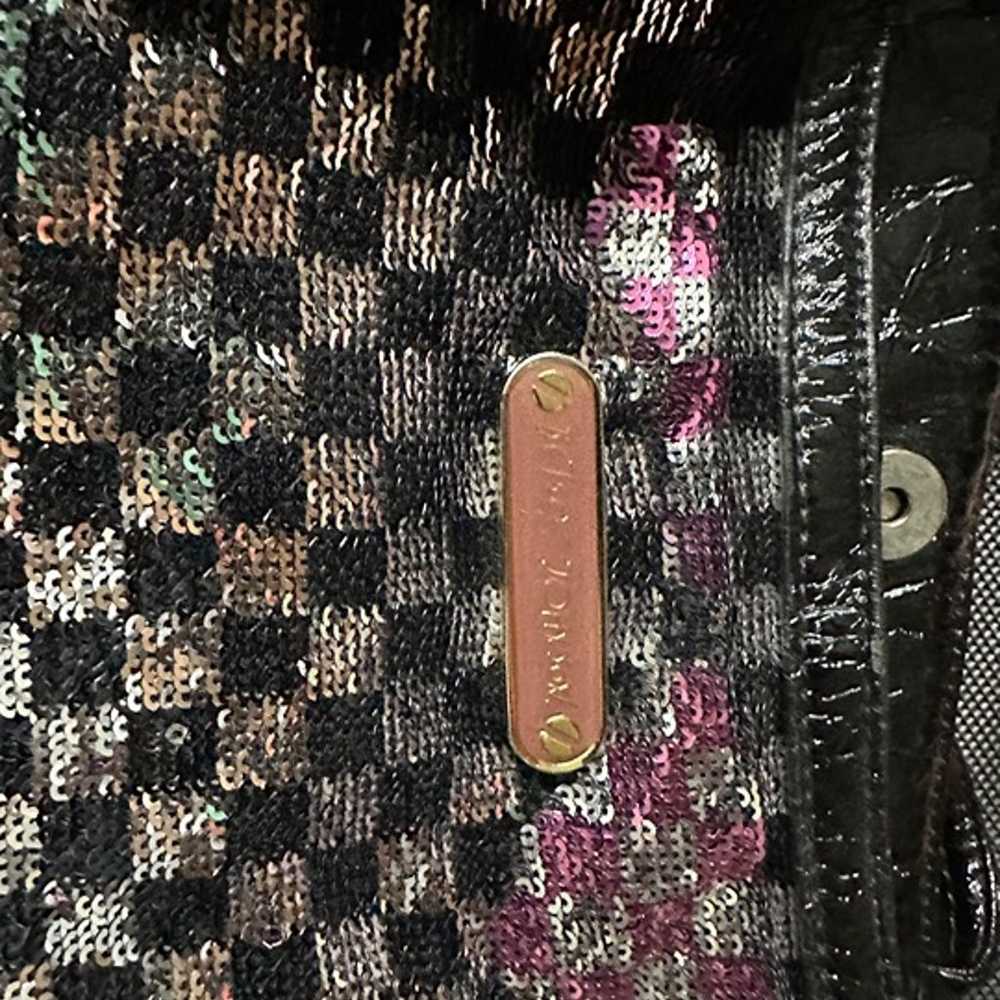 VINTAGE BETSEY JOHNSON SEQUIN CHECKERBOARD TOTE B… - image 2