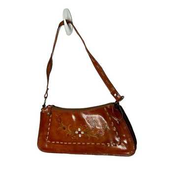 Vintage small leather tooled shoulder bag boho ma… - image 1