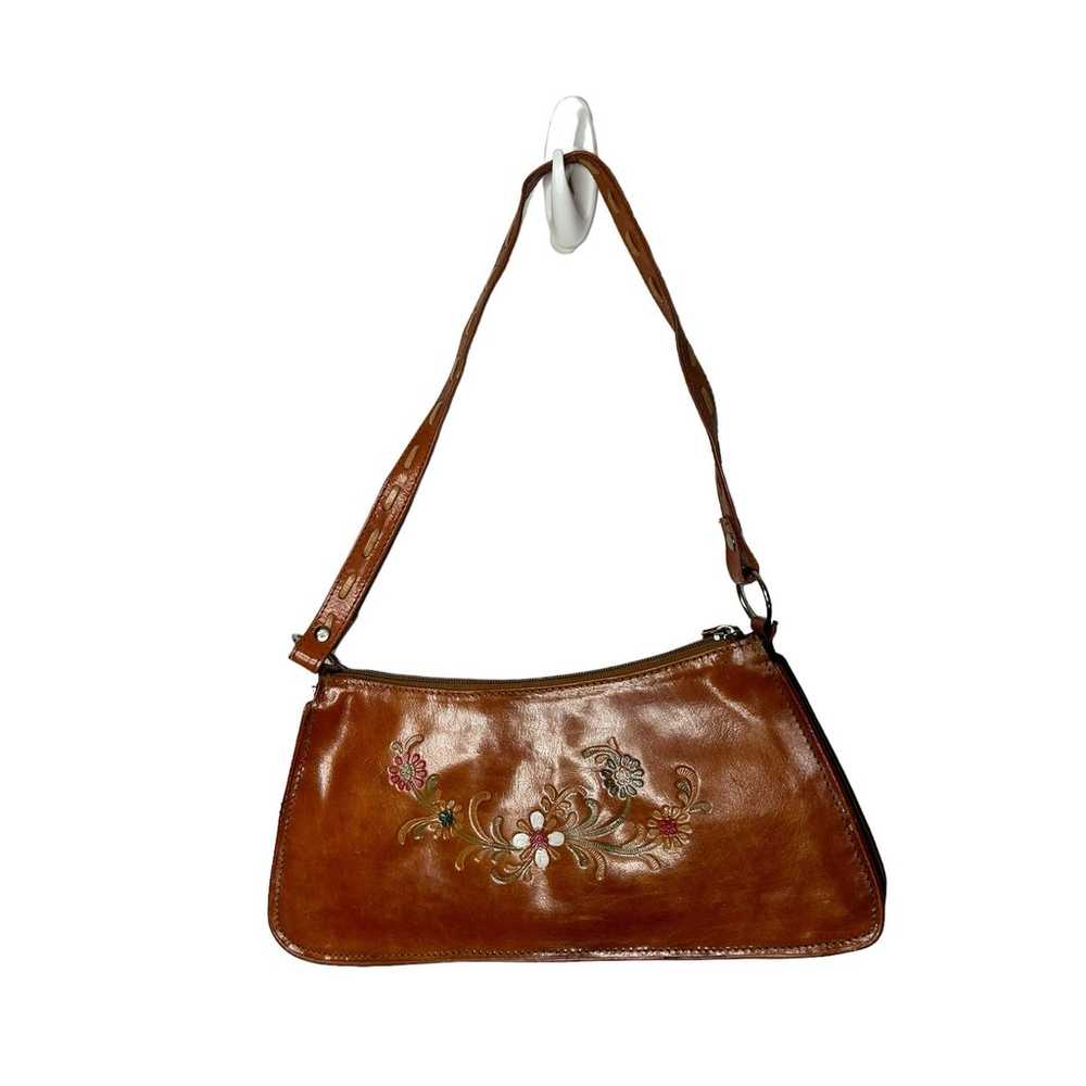 Vintage small leather tooled shoulder bag boho ma… - image 2