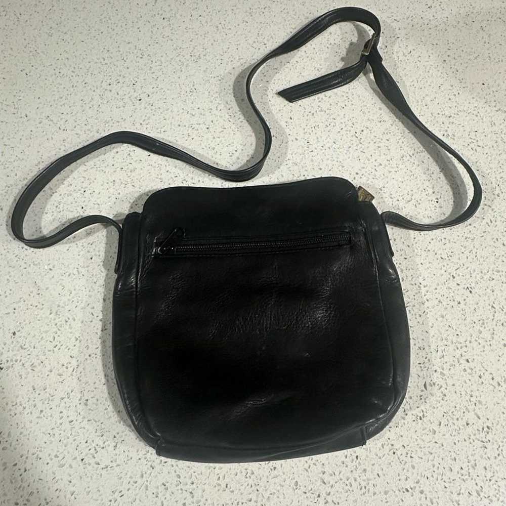 Vintage Black Leather Tignanello Crossbody Bag - image 2