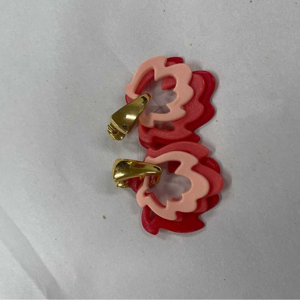 Vintage 1980s Pink & Gold Plastic Clip On Earring… - image 6