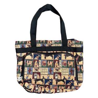 Vintage Tapestry Tote Shopping Shoulder Bag Dogs - image 1