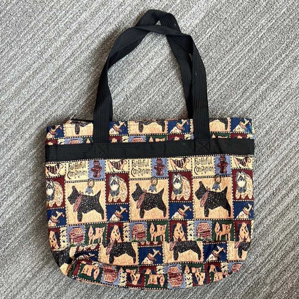 Vintage Tapestry Tote Shopping Shoulder Bag Dogs - image 2