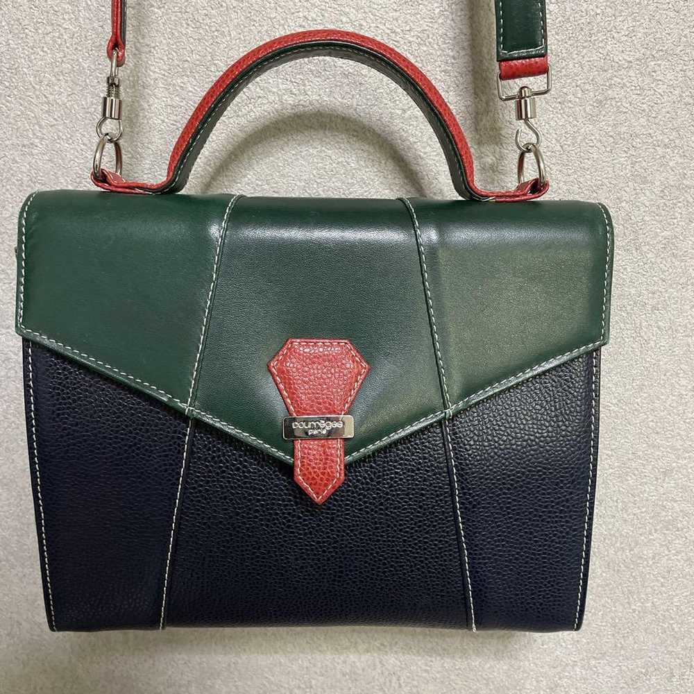 【Good】Clage Shoulder Bag Handbag 2way Black Green - image 12