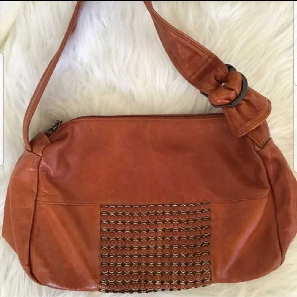 Cognac Faux Leather Shoulder Bag - image 1