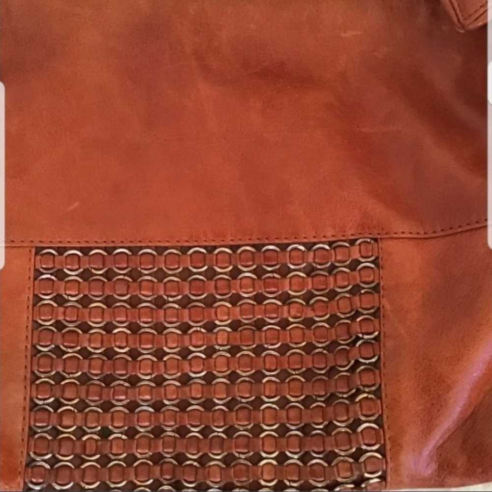 Cognac Faux Leather Shoulder Bag - image 4