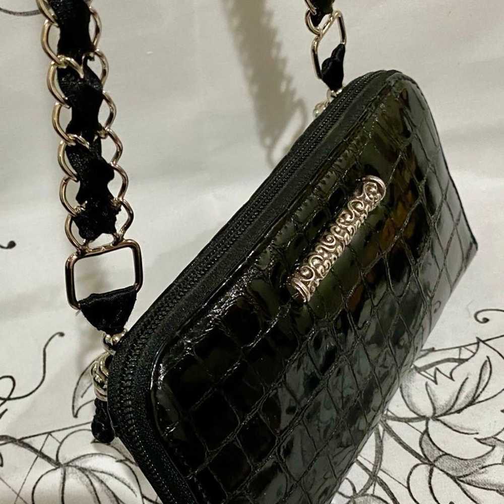 BRIGHTON CHER Black Croc Embossed Patent Leather … - image 4