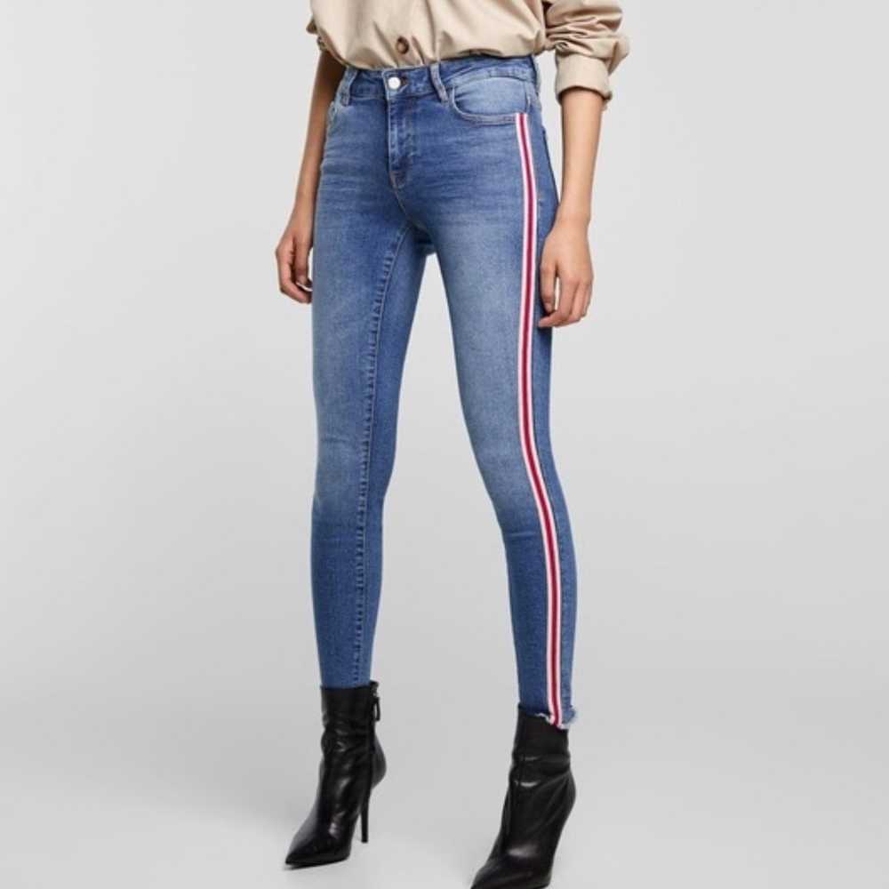 ZARA Womens Trafaluc Crop Tuxedo Racing Stripe Ra… - image 2